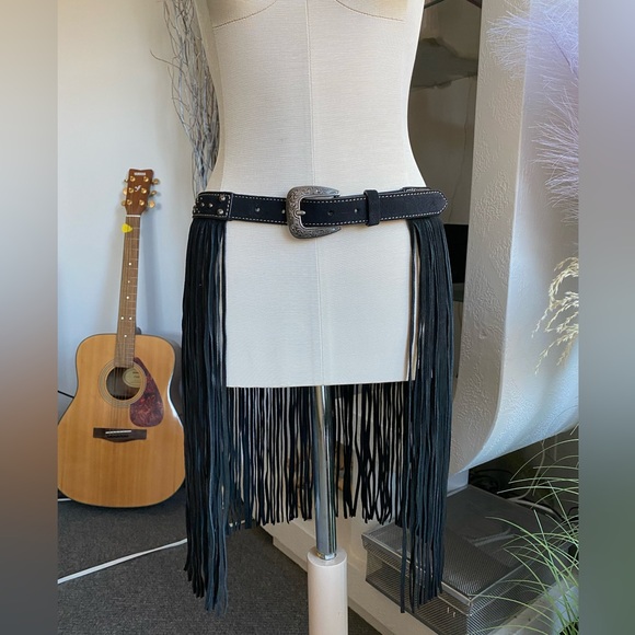 RARE Idyllwind Suede Studded Fringe Belt western rodeo festival biker leather - Picture 1 of 10